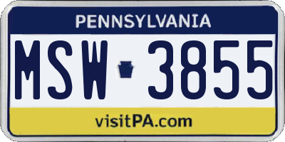 PA license plate MSW3855