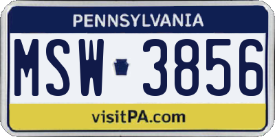 PA license plate MSW3856