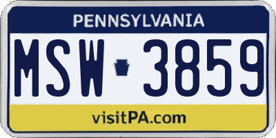 PA license plate MSW3859