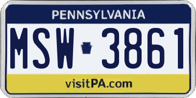 PA license plate MSW3861