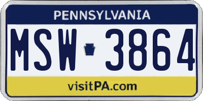 PA license plate MSW3864
