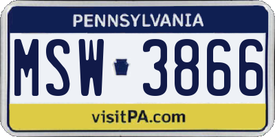 PA license plate MSW3866