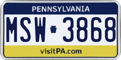 PA license plate MSW3868