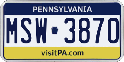PA license plate MSW3870