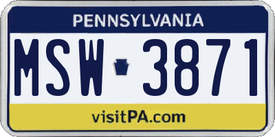 PA license plate MSW3871
