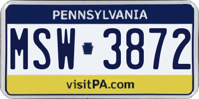 PA license plate MSW3872