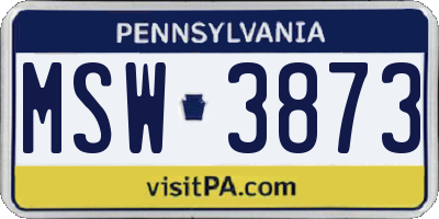 PA license plate MSW3873