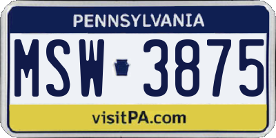 PA license plate MSW3875