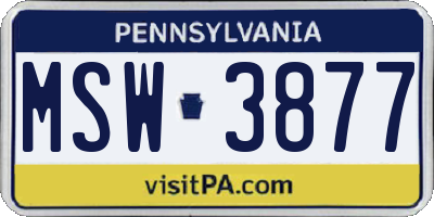 PA license plate MSW3877