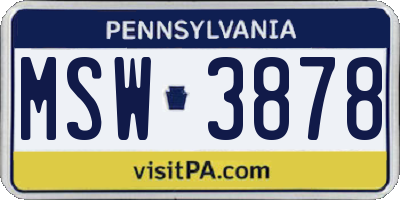 PA license plate MSW3878