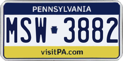 PA license plate MSW3882