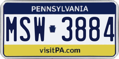 PA license plate MSW3884
