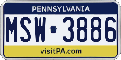 PA license plate MSW3886