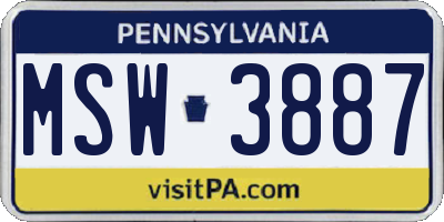 PA license plate MSW3887
