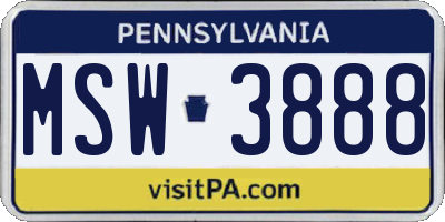 PA license plate MSW3888