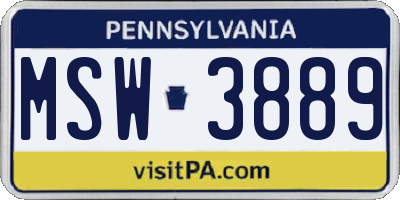 PA license plate MSW3889