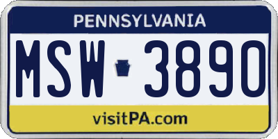 PA license plate MSW3890
