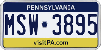 PA license plate MSW3895