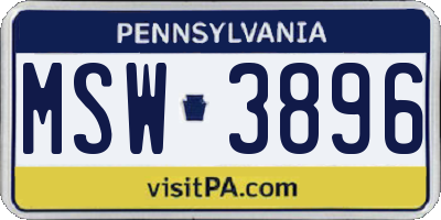 PA license plate MSW3896