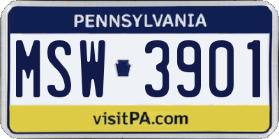 PA license plate MSW3901