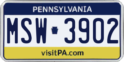 PA license plate MSW3902