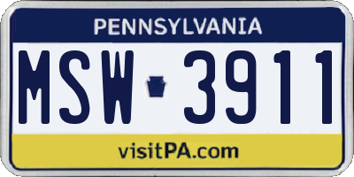 PA license plate MSW3911