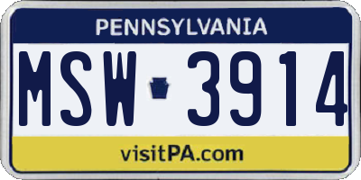 PA license plate MSW3914
