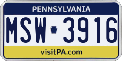 PA license plate MSW3916