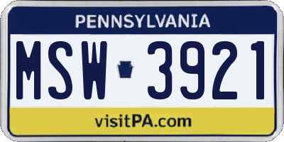 PA license plate MSW3921