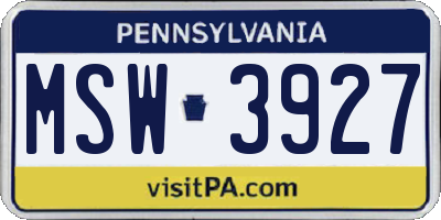 PA license plate MSW3927