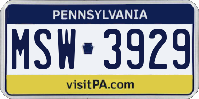 PA license plate MSW3929