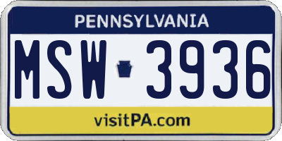 PA license plate MSW3936