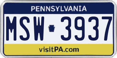 PA license plate MSW3937