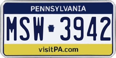 PA license plate MSW3942
