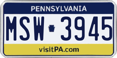 PA license plate MSW3945