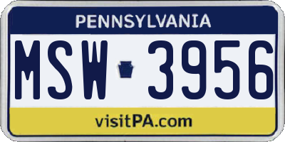 PA license plate MSW3956