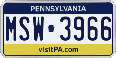 PA license plate MSW3966