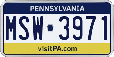 PA license plate MSW3971