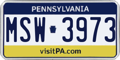 PA license plate MSW3973