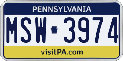 PA license plate MSW3974