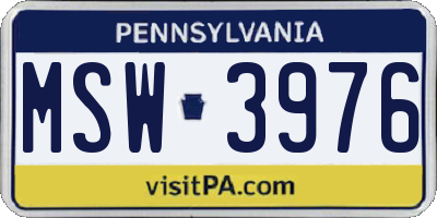 PA license plate MSW3976