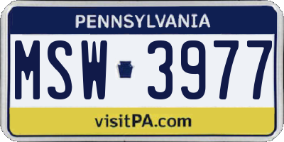 PA license plate MSW3977