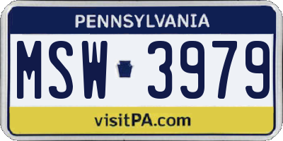 PA license plate MSW3979