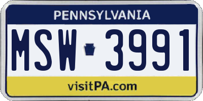 PA license plate MSW3991