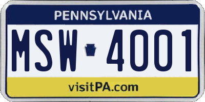 PA license plate MSW4001