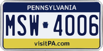 PA license plate MSW4006