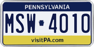 PA license plate MSW4010