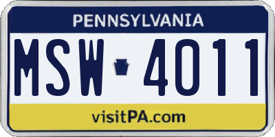 PA license plate MSW4011