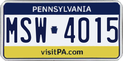 PA license plate MSW4015
