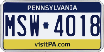 PA license plate MSW4018